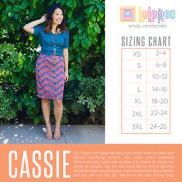 LuLaRoe XL Cassie skirt- navy blue & orange print - Picture 12 of 13